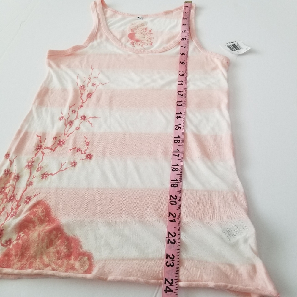 Blue Tattoo Flower Print Tank Top - Picture 7 of 10